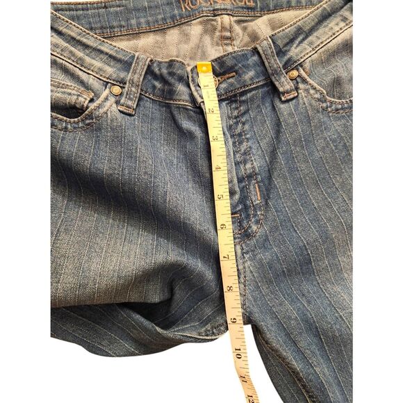 Rock & Roll Cowboy Denim Flare Striped Jeans womens 30x31* measured raw hem - Picture 8 of 9